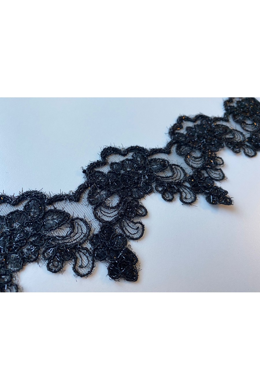 2993-METRE Siyah Sakallı Kordlu Brode Bant - 8,5 cm (2993)