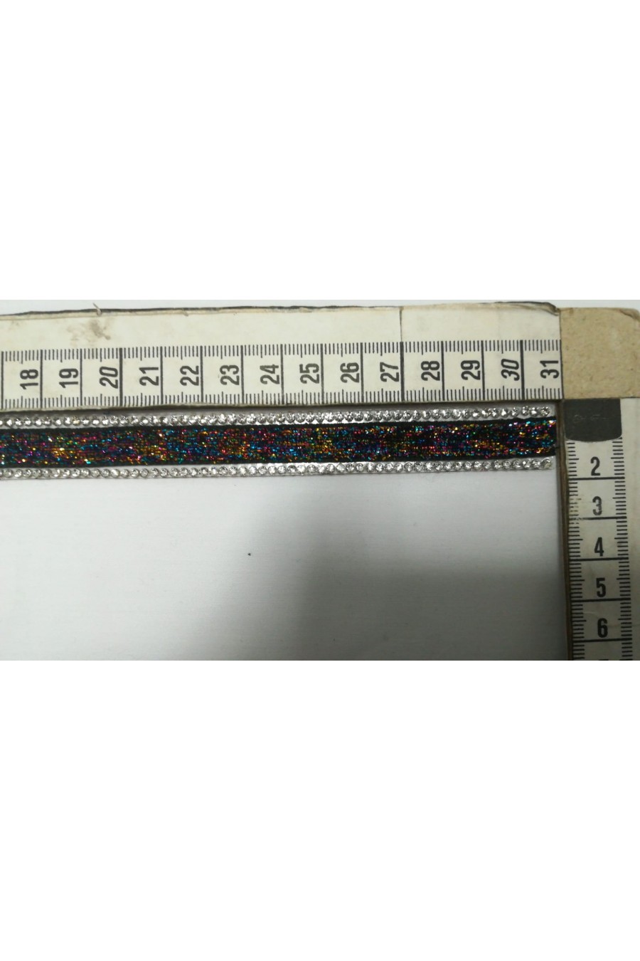 9199-METRE Şerit Yerli Bant Taşlı Kadife Simli Multicolor 1.5 CM