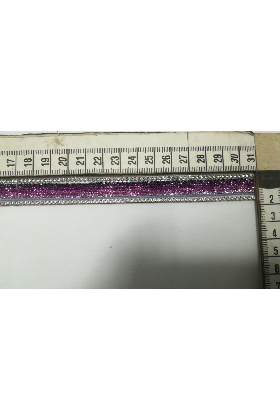 Mor Simli Kadife Taşlı Bant, 1.5 cm