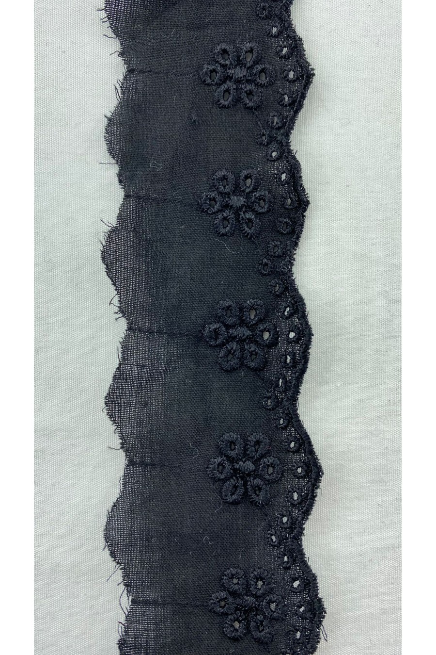 Siyah Bohrerli Mat Polyester Vual Brode Bant, Yerli, 3,5 cm