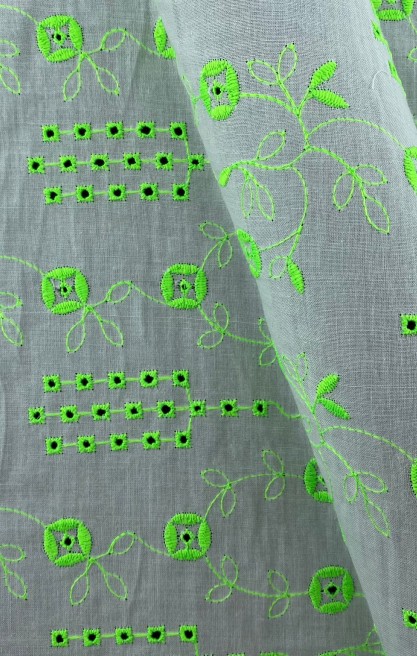 Neon Yeşil Kumaş Kasar Yerli Vual Brode, Pamuk