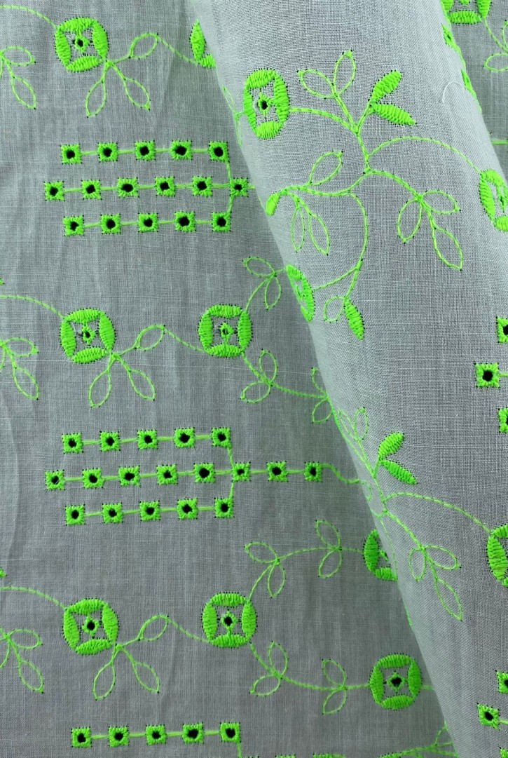 Neon Yeşil Kumaş Kasar Yerli Vual Brode, Pamuk