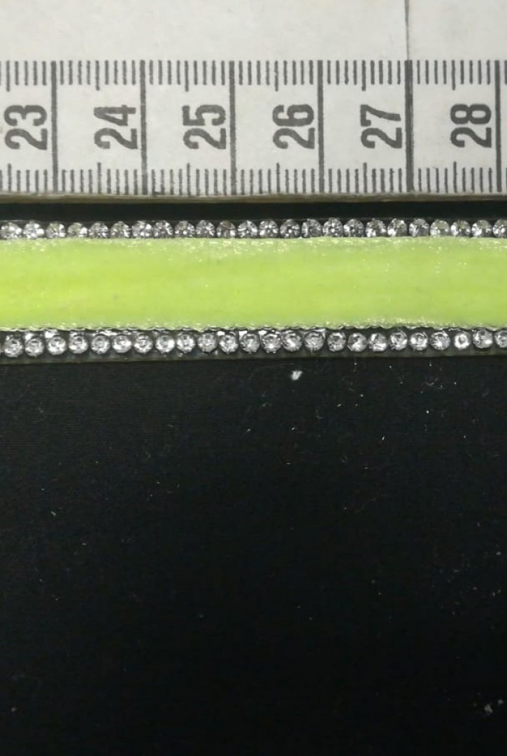 Şerit Yerli Bant Taşlı Kadife Neon Sarı 1.5 CM