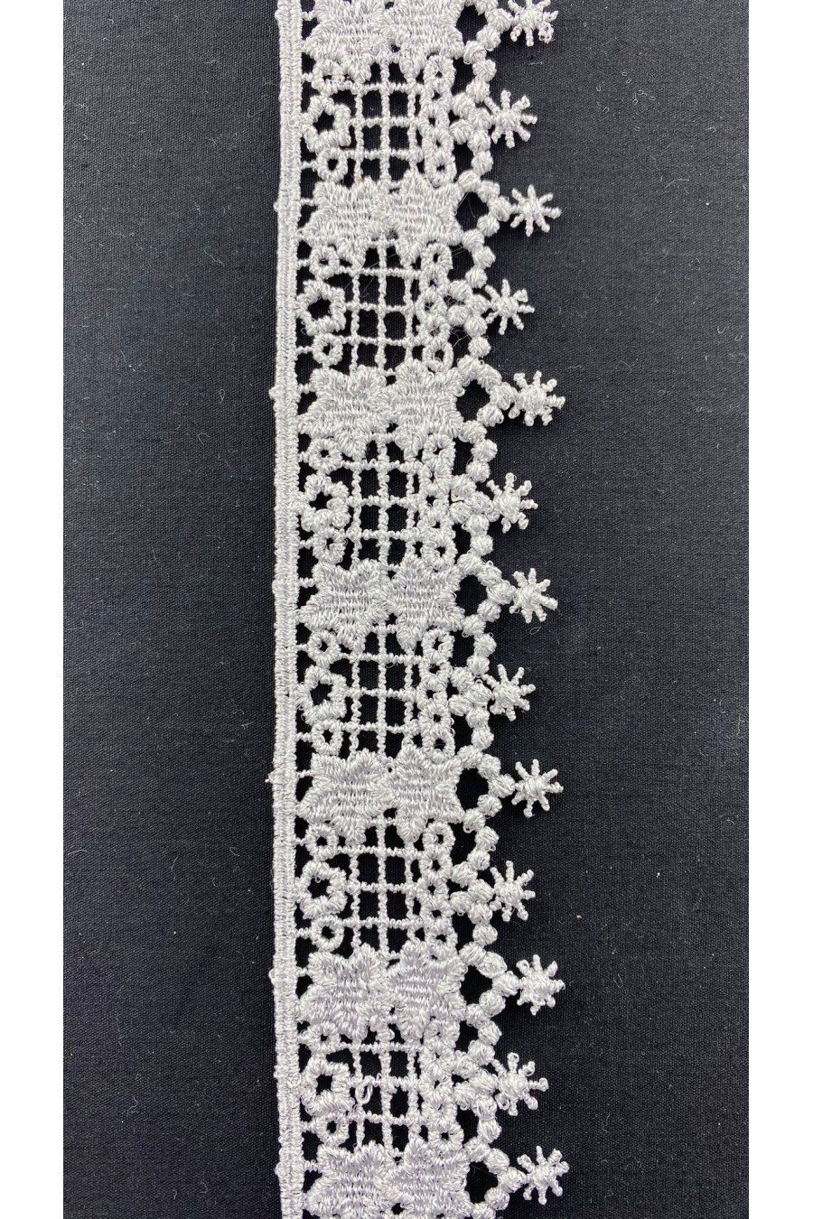 6012-METRE 4 cm Genişliğinde Gümüş Renkli Lurex İşlemeli Güpür Bant