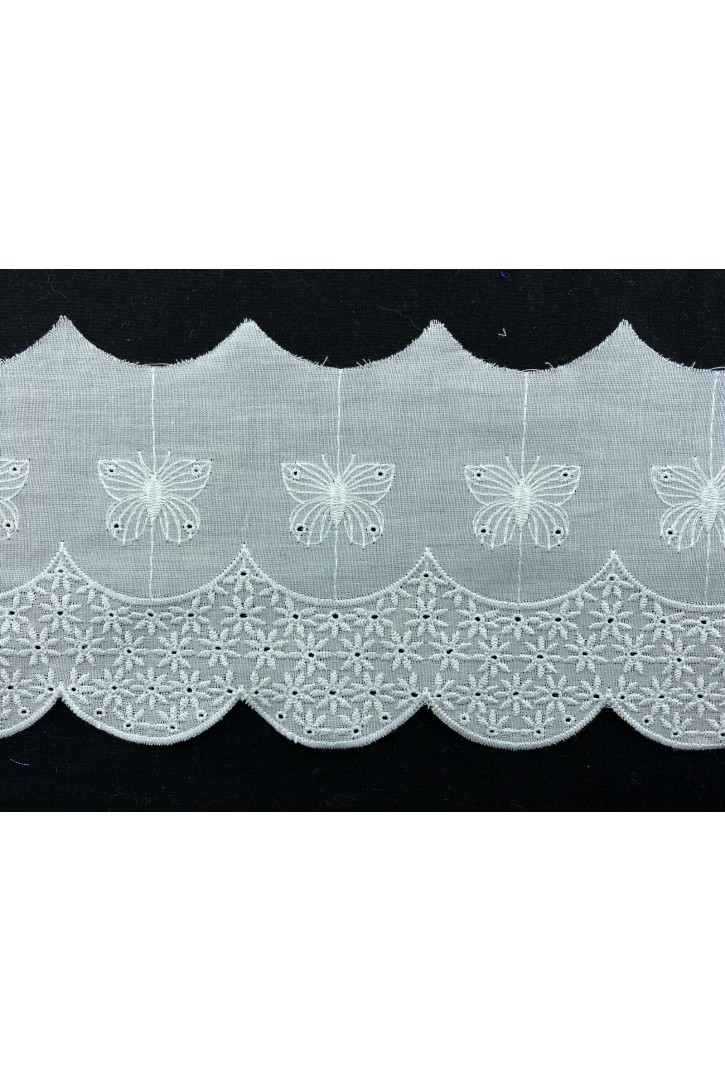 Kelebek Desenli Pamuk Polyester Brode Bant