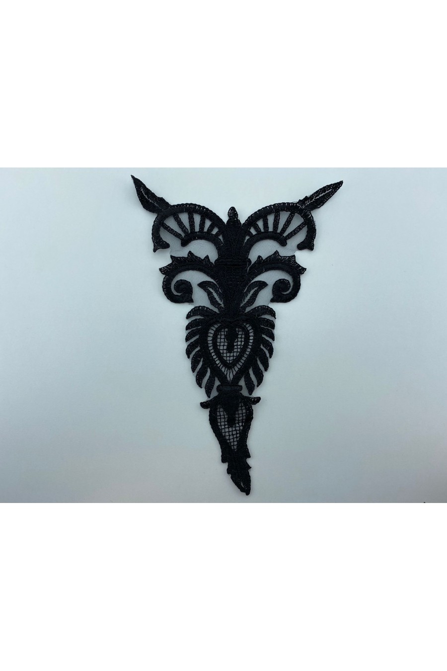 Siyah Düz Kordlu Aplik Polyester Brode