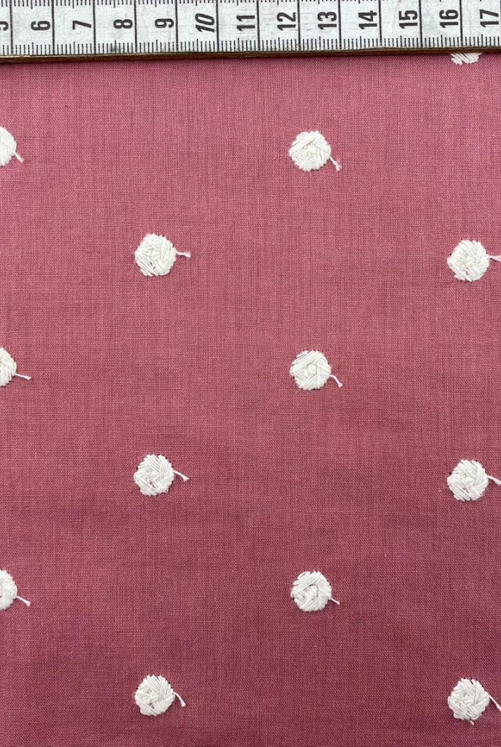 Gül Kurusu Zemin Ham Puantiyeli Pamuk Vual Brode Kumaş