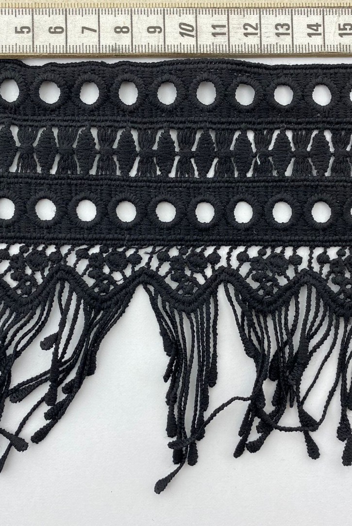 13,5 cm Siyah Mat Polyester İthal Güpür Bant