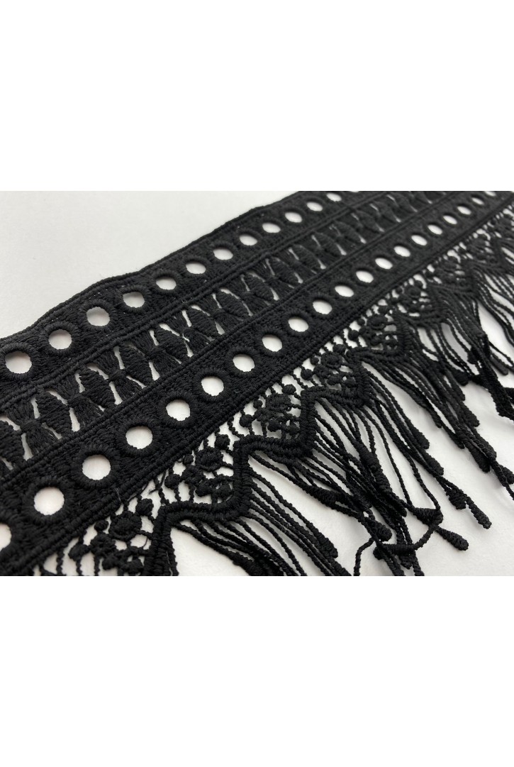 13,5 cm Siyah Mat Polyester İthal Güpür Bant