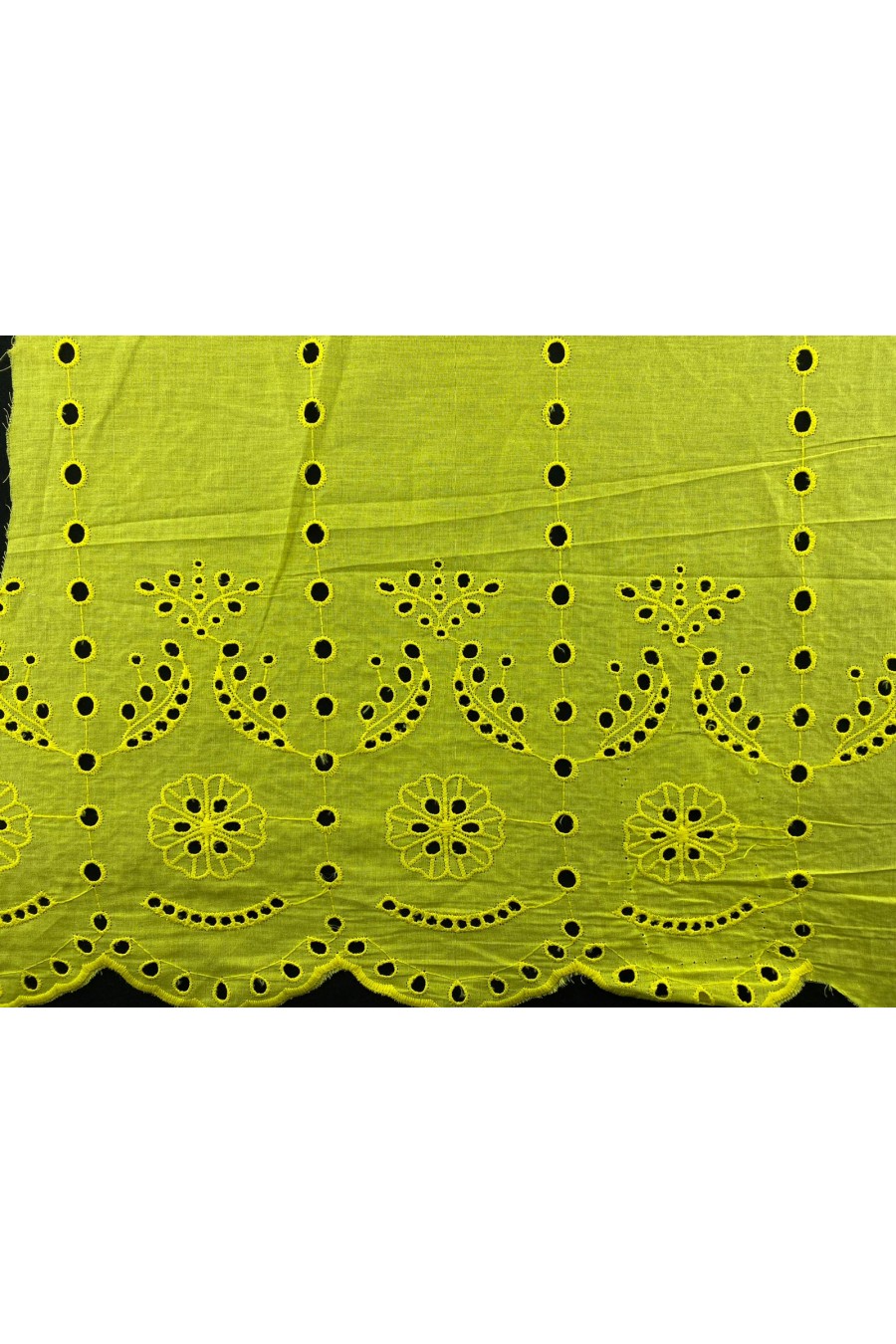 Sarı Pamuk Polyester Vual Brode Kumaş - 130 cm