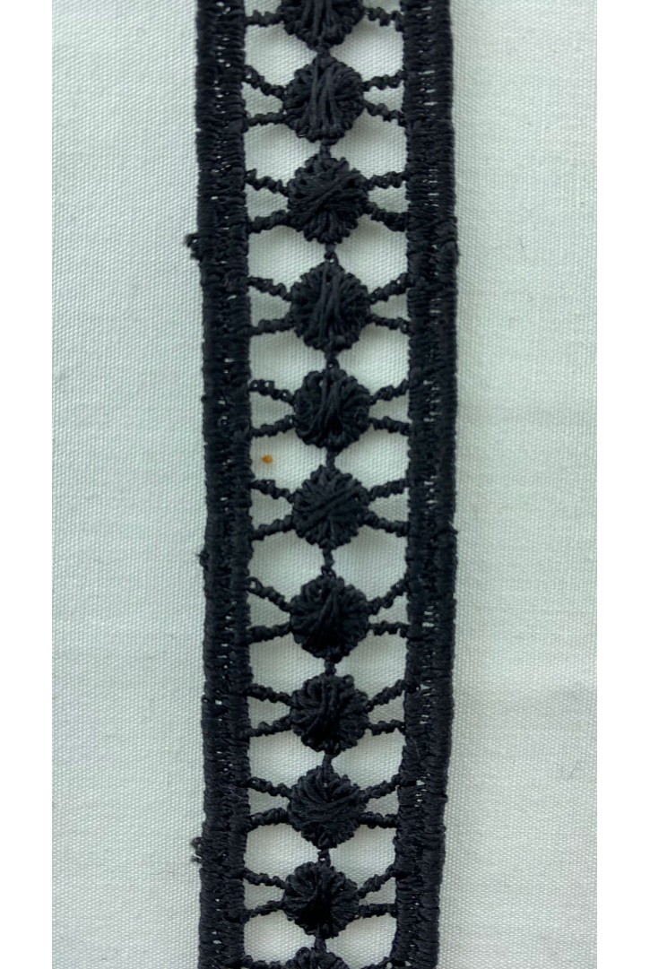 Siyah Mat Polyester Güpür Brode Bant