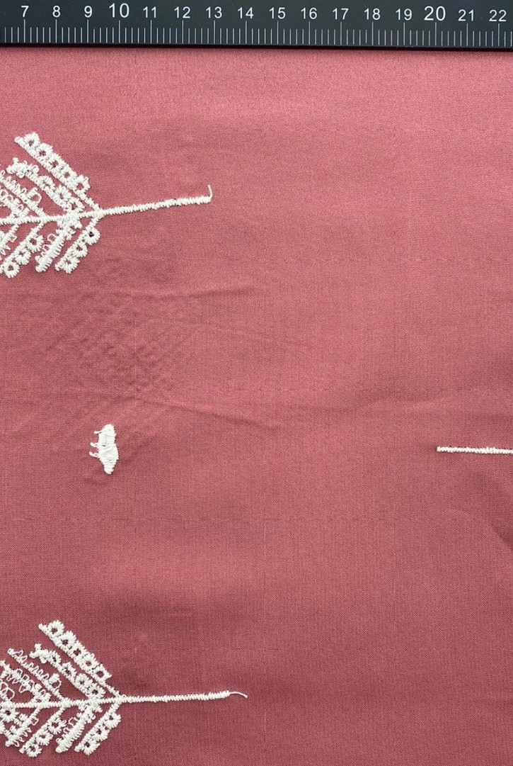 Gül Kurusu Şifon Zeminli Mat Brode, Yerli, 140 cm