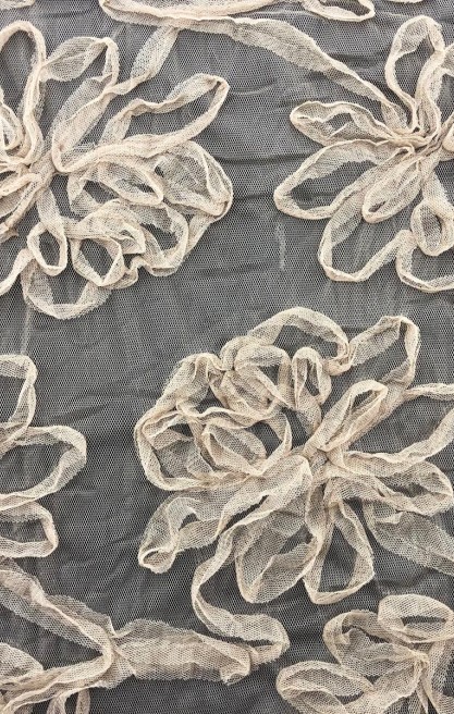 Bej Süzeneli Tül Kumaş - Yerli Polyester, 130 cm (11204)