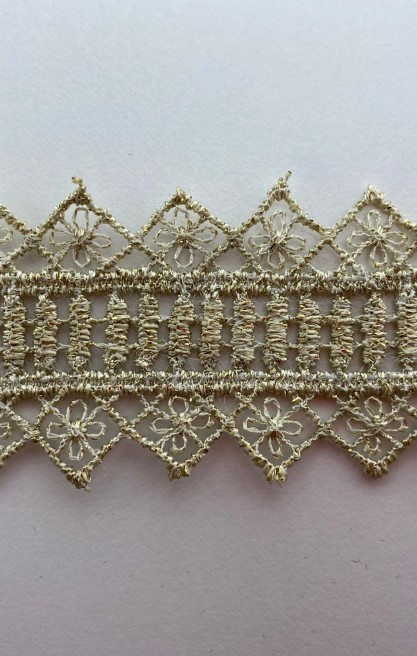 Gold Lurex Güpür Brode Bant, 4 cm, Yerli