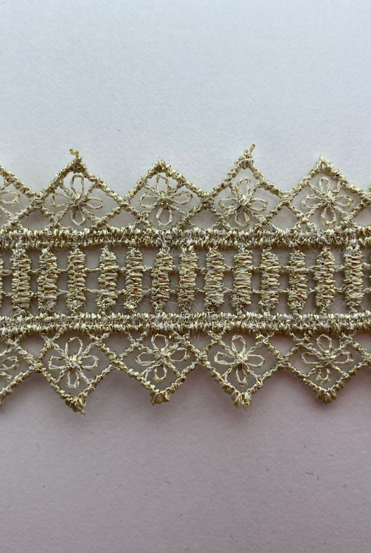 Gold Lurex Güpür Brode Bant, 4 cm, Yerli
