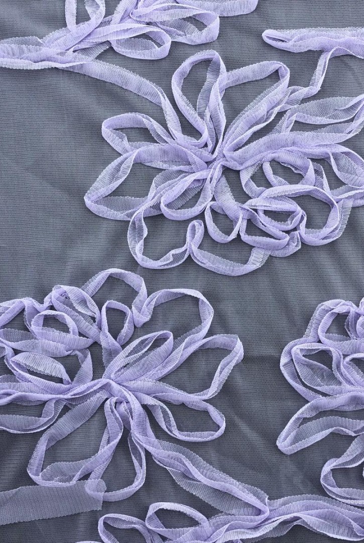 Lila Süzeneli Tül Kumaş - Yerli Polyester, 130 cm (11204)