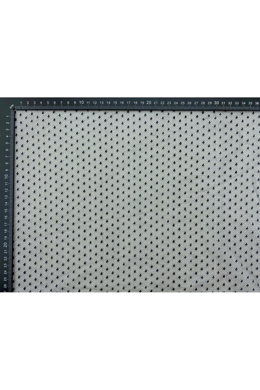 Siyah Puantiyeli Polyester Tül Kumaş, Yerli, 155 cm