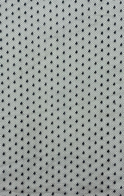 Siyah Puantiyeli Polyester Tül Kumaş, Yerli, 155 cm