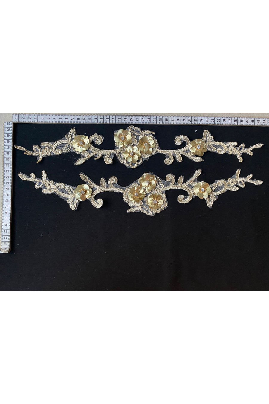 7665 BRODE/YERLİ/APLİK/POLYESTER/5 ÇİÇEKLİ/GOLD/42 CM