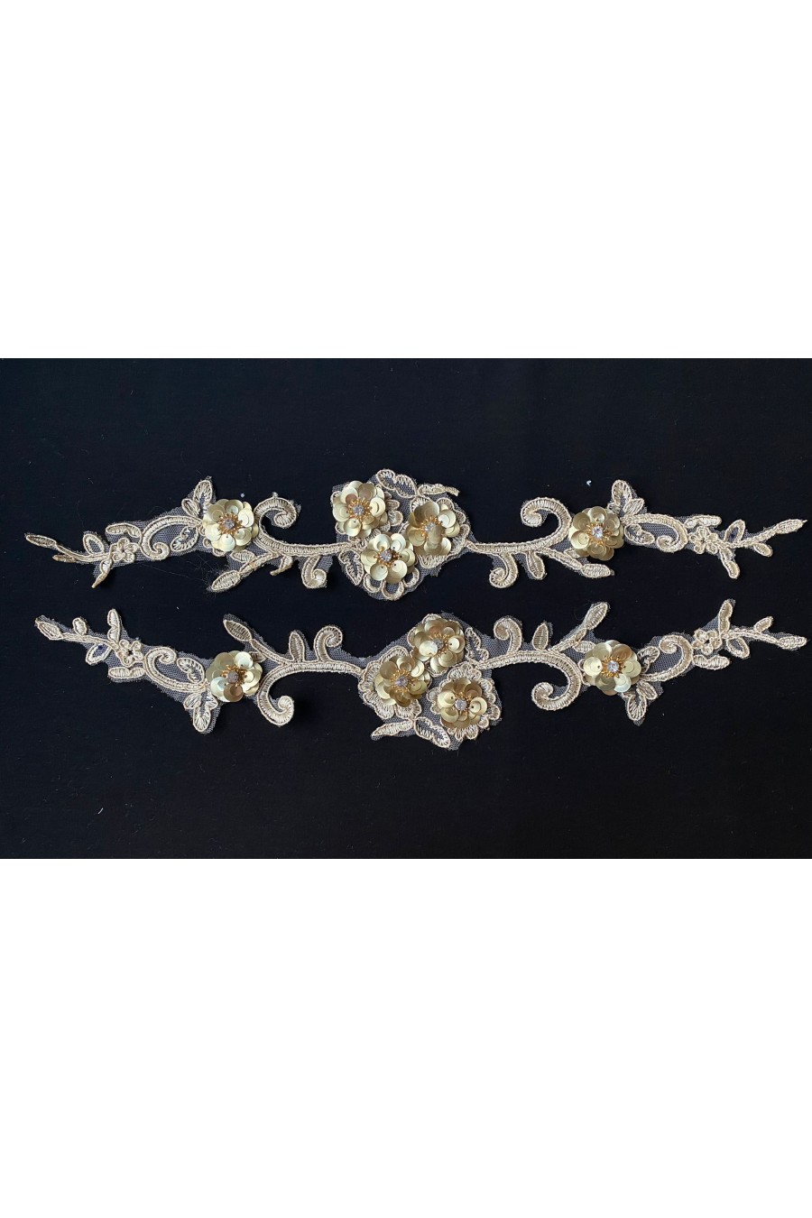 7665 BRODE/YERLİ/APLİK/POLYESTER/5 ÇİÇEKLİ/GOLD/42 CM