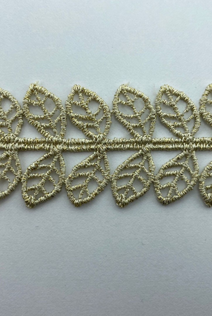 3,5 cm Gold Lurex Güpür Brode Bant