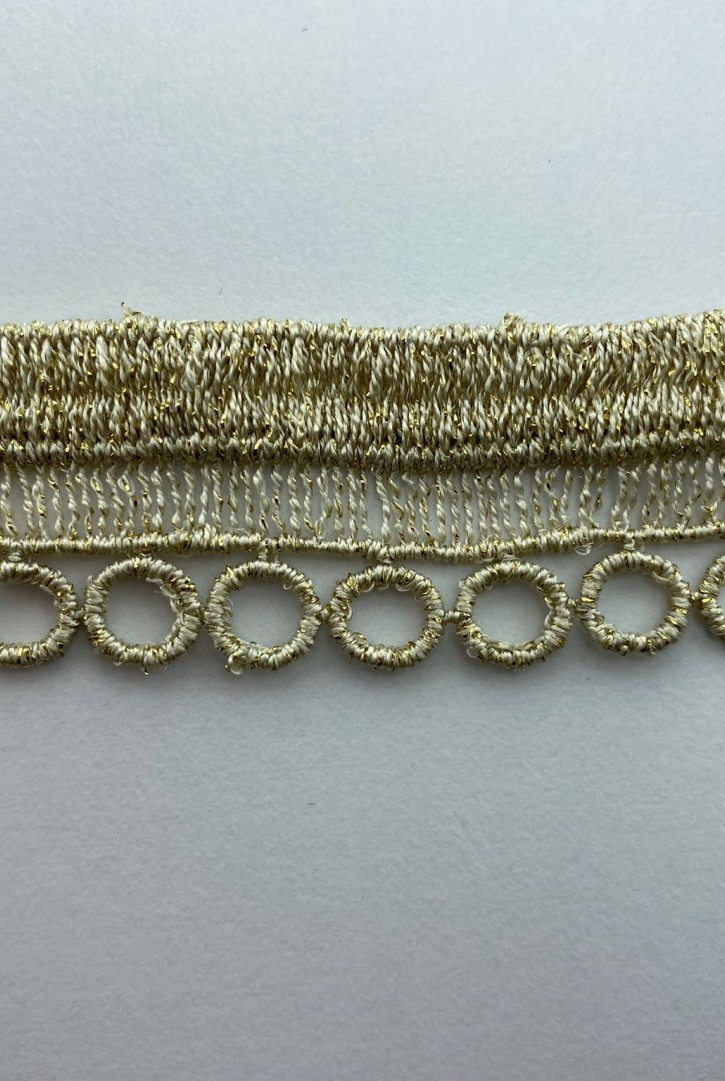2,5 cm Genişliğinde Gold Lurex İşlemeli Güpür Brode Bant