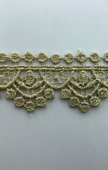Gold Simli Mat Polyester Güpür Bant, 2.5 cm
