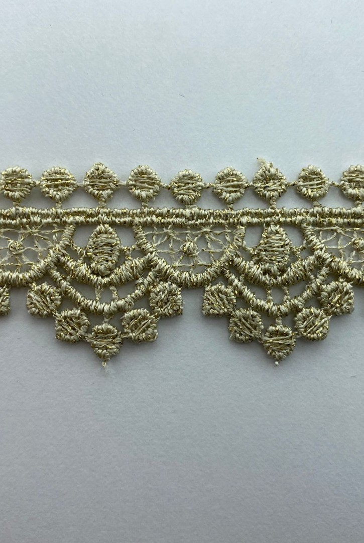 Gold Simli Mat Polyester Güpür Bant, 2.5 cm