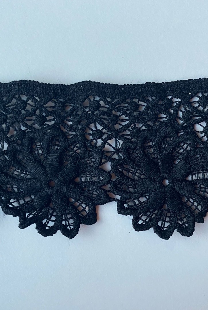 Siyah Mat Polyester Güpür Bant, İthal Brode