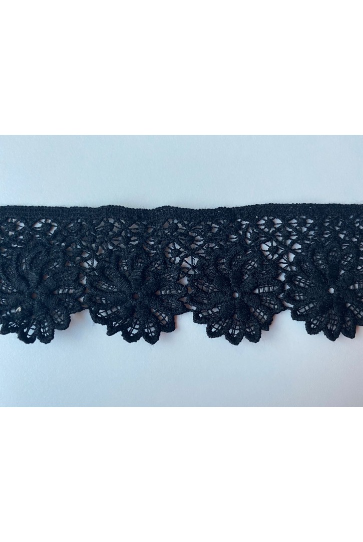 Siyah Mat Polyester Güpür Bant, İthal Brode