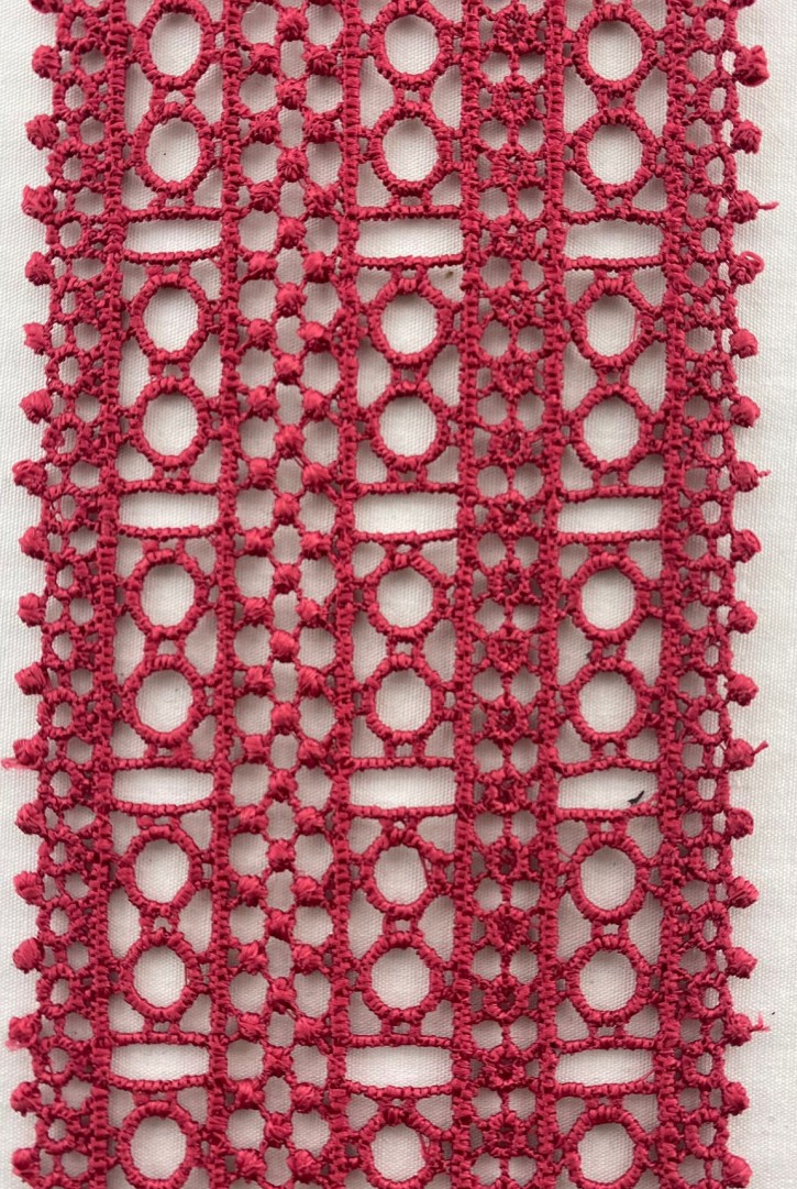 Kırmızı Mat Polyester Brode Bant - 7.5 cm