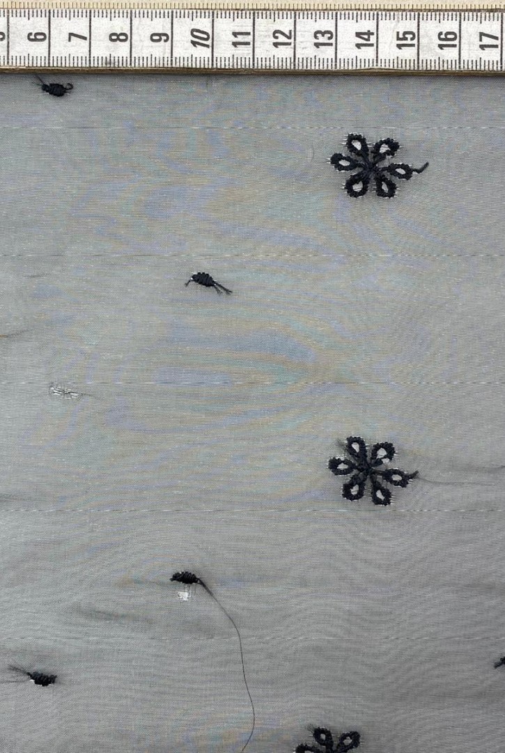 Siyah Bohrelli Organze Brode - Yerli Polyester, 135 cm (9973)