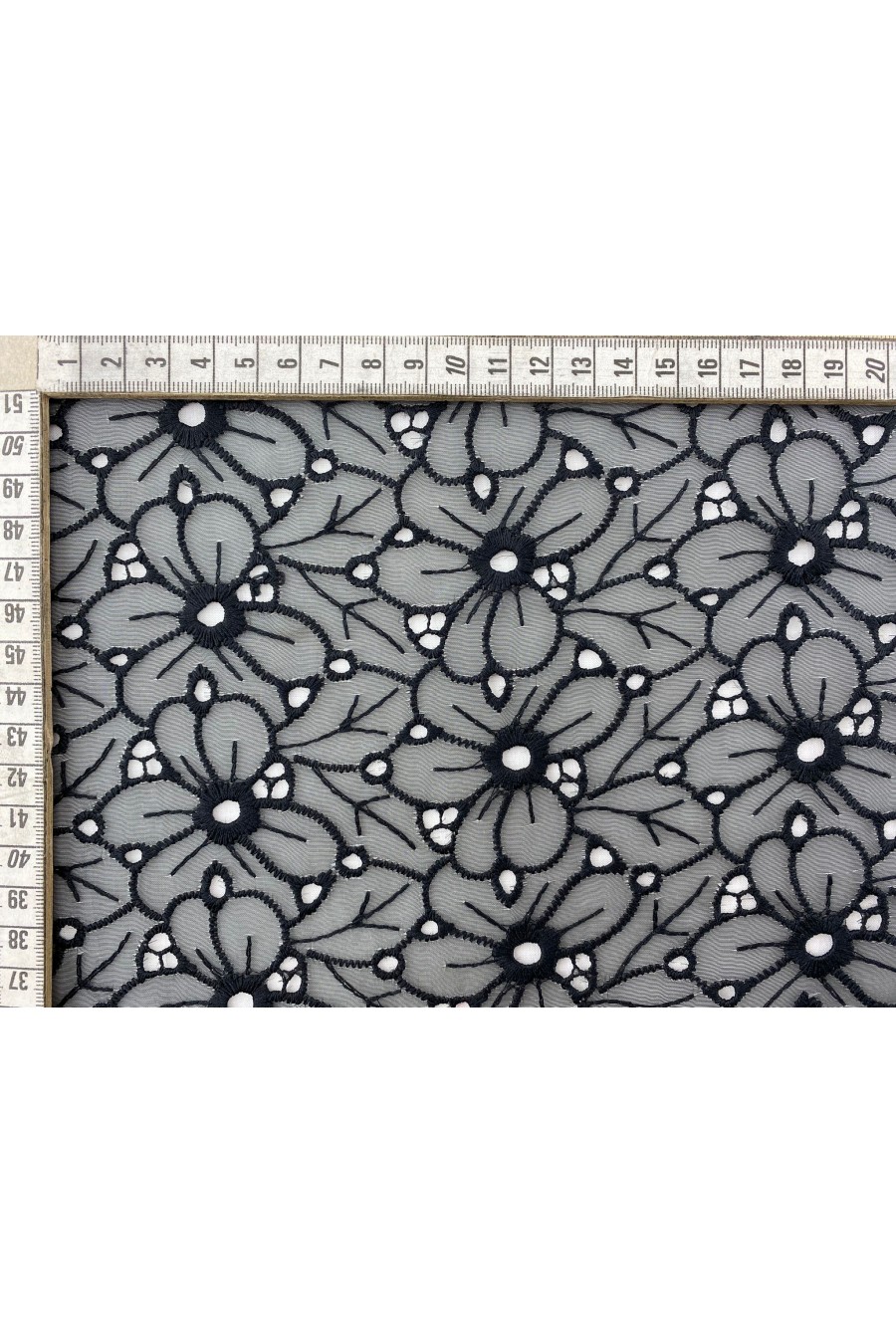 9413-METRE Siyah Bohrelli Organze Brode - Yerli Polyester, 120 cm (9413)