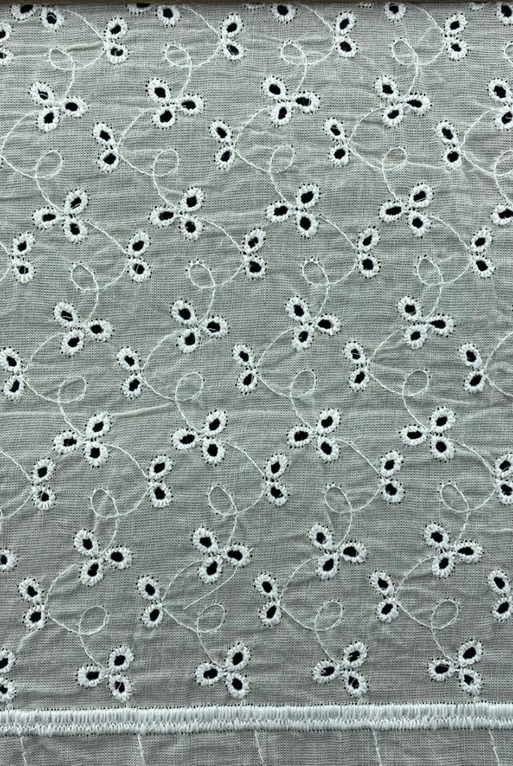 Beyaz Kumaş Kasarlı Bohrerli Pamuk Brode, Yerli