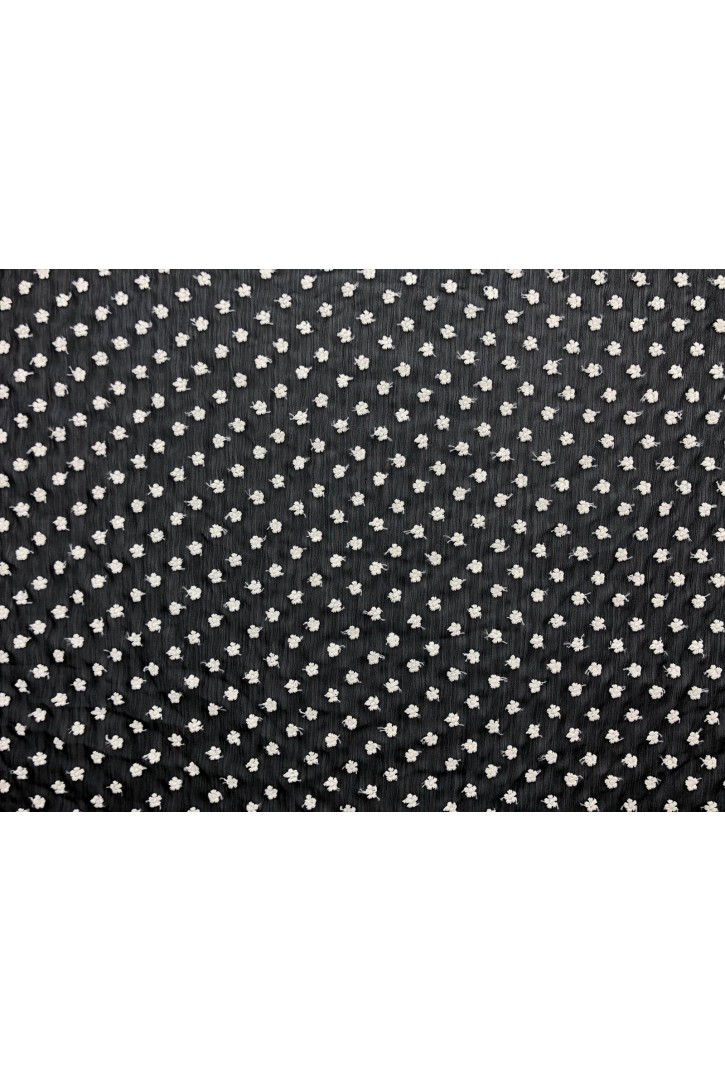 Siyah Zemin Ham İplik Şifon Kumaş - 122 cm