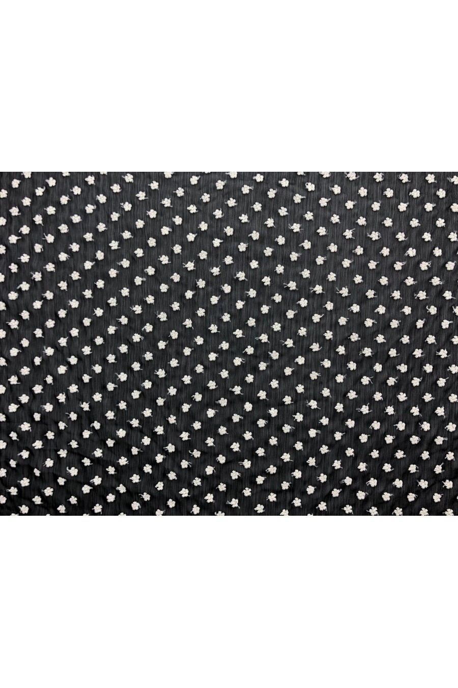 Siyah Zemin Ham İplik Şifon Kumaş - 122 cm