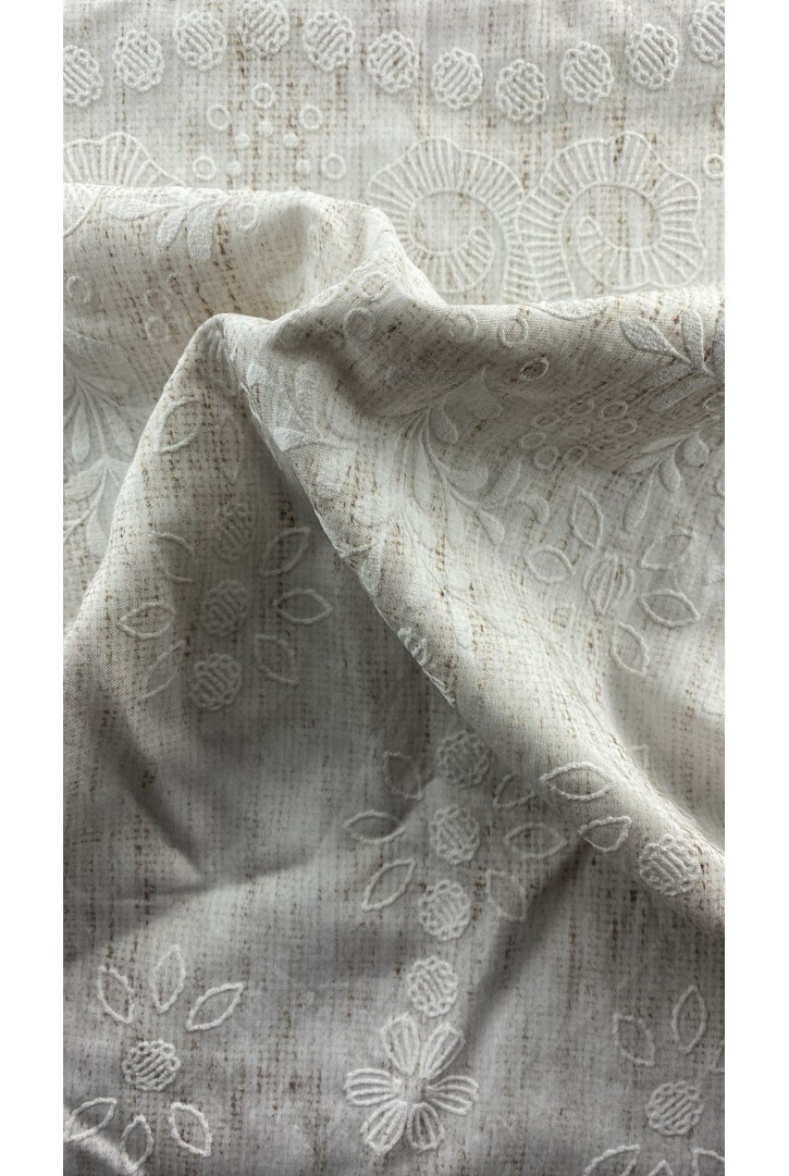 22379 KUMAŞ/YERLİ/LEZ/VİSKON/KABARTMA/BEYAZ/145 CM
