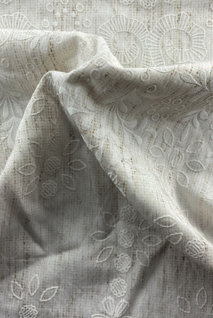 22379 KUMAŞ/YERLİ/LEZ/VİSKON/KABARTMA/BEYAZ/145 CM