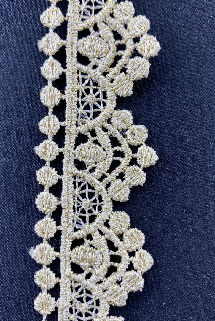 Gold Renk Lurex Güpür Brode Bant, B Kalite