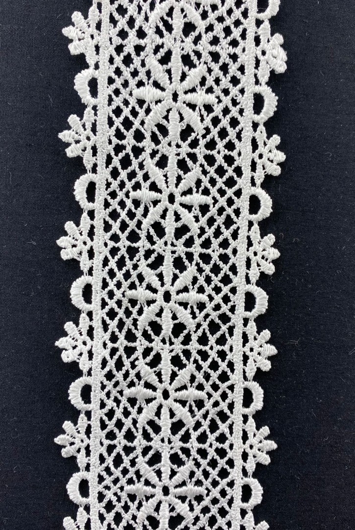 6 cm Genişliğinde Parlak Ham Güpür Brode Bant