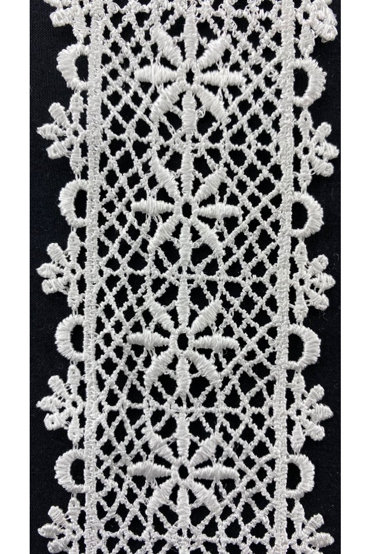 6 cm Genişliğinde Parlak Ham Güpür Brode Bant