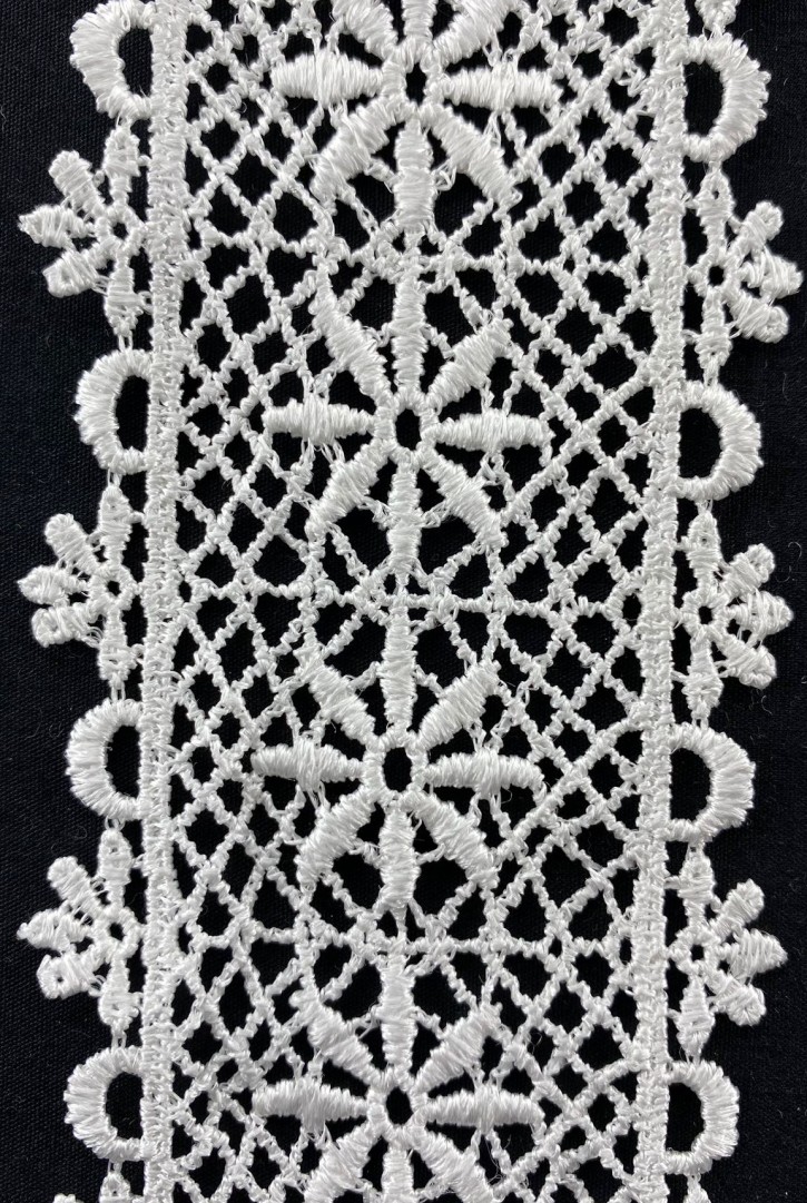 6 cm Genişliğinde Parlak Ham Güpür Brode Bant