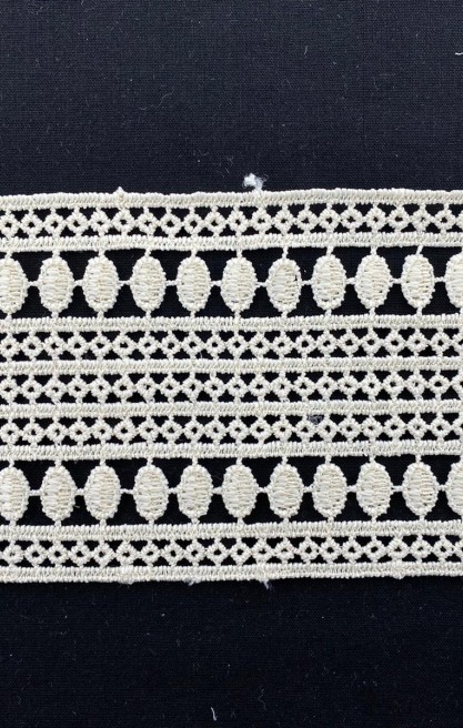 Bej Yerli Polyester Brode Bant