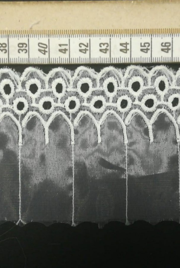 10249 BRODE/YERLİ/BANT/ORGANZE ÜZERİ/MAT POLYESTER/BEYAZ/8 CM