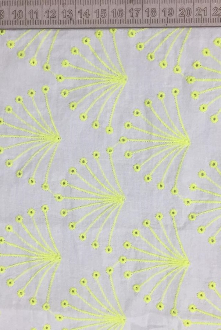 Neon Sarı İpli Ham Kumaş Pamuk Vual Brode, Yerli