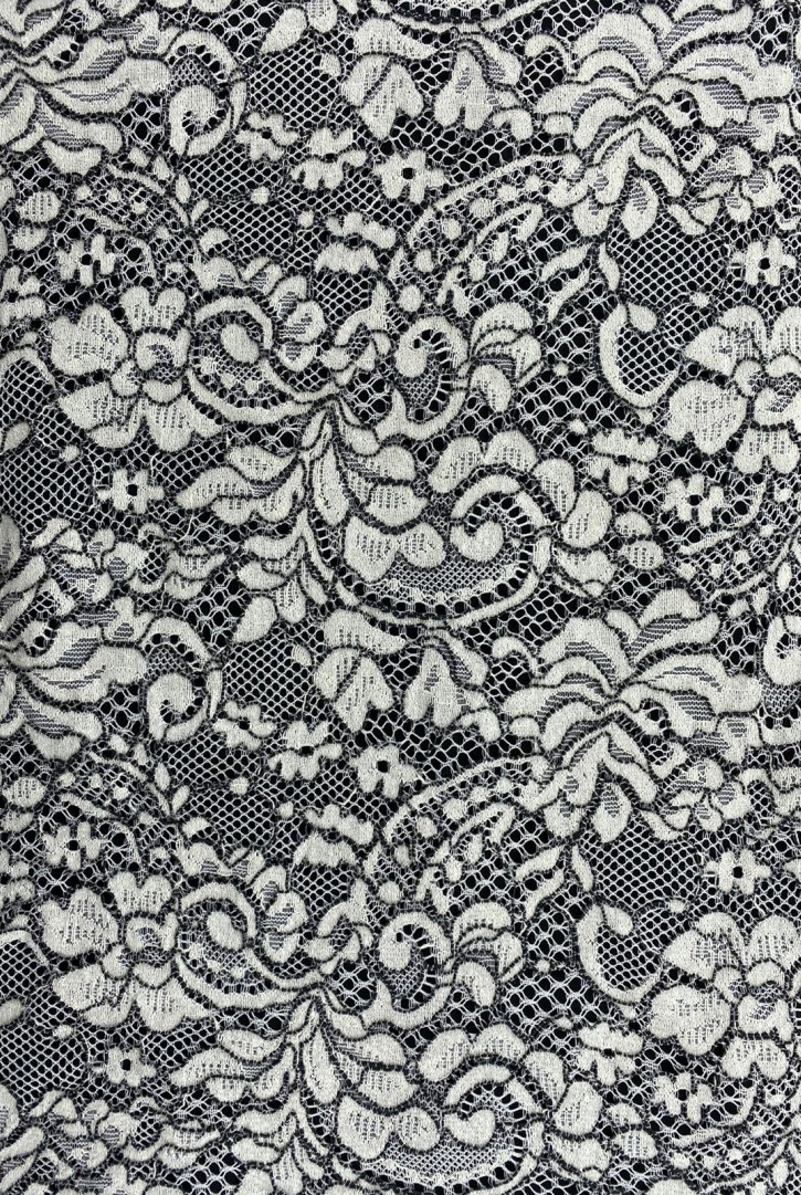 Siyah-Beyaz Kordlu İthal Pamuk Naylon Dantel - 150 cm