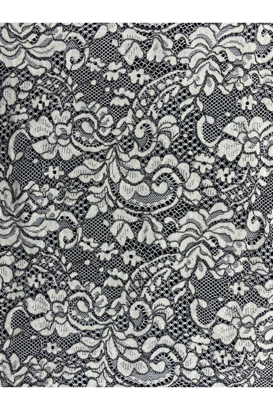 Siyah-Beyaz Kordlu İthal Pamuk Naylon Dantel - 150 cm