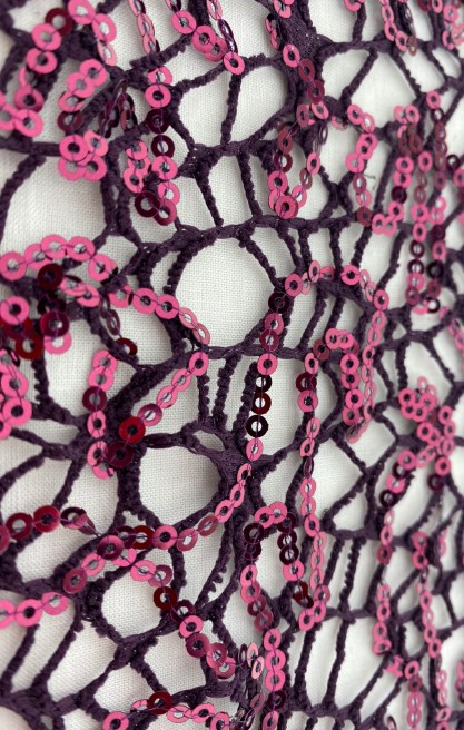 Mürdüm Renkli İthal Payet File Kumaş