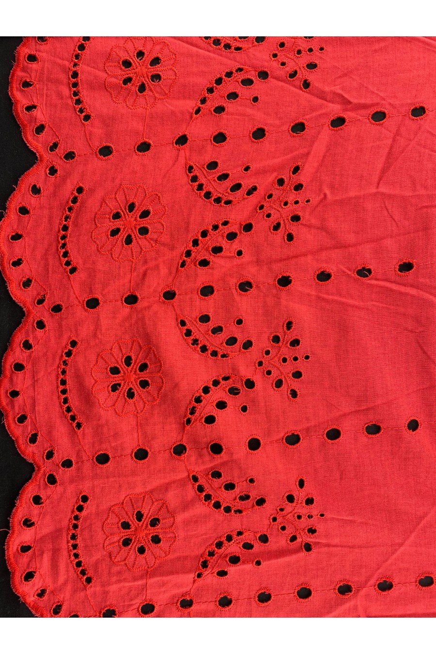 Kırmızı Pamuk Polyester Vual Brode, Yerli, 130 cm