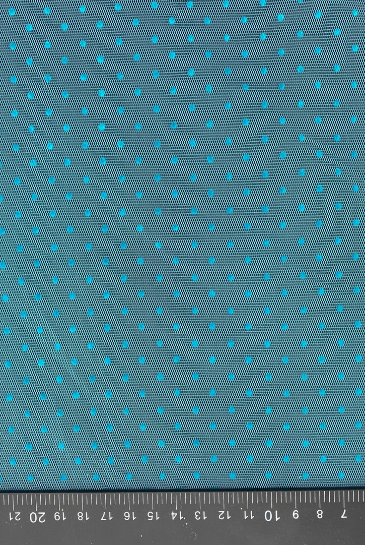 Turkuaz Varak Baskılı Tül